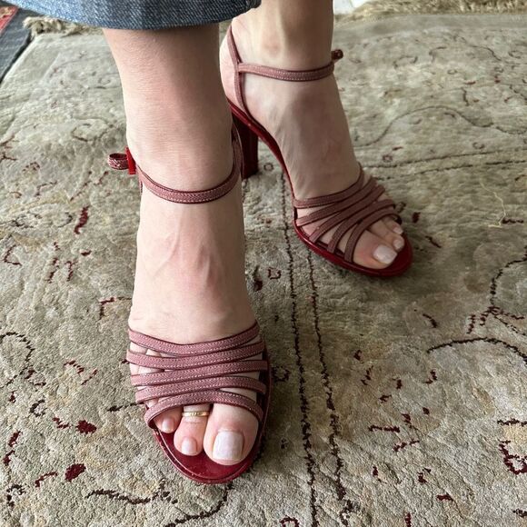 Marc Jacobs Shoes - Vintage Marc Jacobs red leather strap 4” heels.
